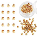 BEADIA 14K Gold Plated Laser Round Spacer Beads 4x4mm 50pcs for Jewelry Making Findings Non Tarnish - color: 14K Gold, size: 4mm Laser