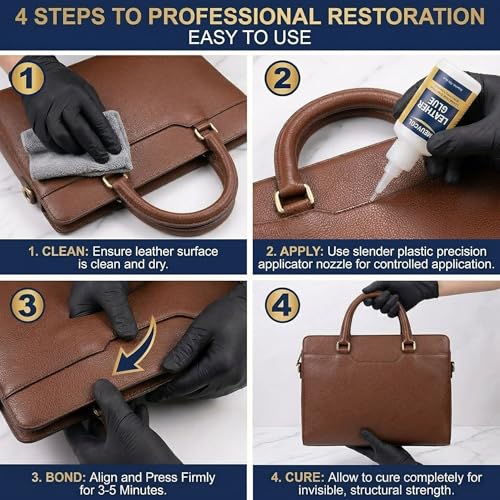 Meuvcol Leather Glue 100g, Fast-Setting Leather Repair Adhesive for Purses, Shoes, Car Seats, Suede & Upholstery, Clear-Drying Strong Bond for Leather, Includes 6 Precision Tips - size: 100g, style: Leather Glue