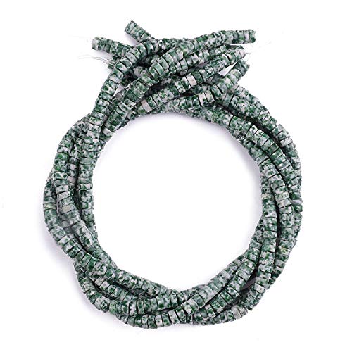 BEADIA Natural African Jade Spacer Beads Caps Loose Semi Gemstone for Beading Jewelry Making 6mmx3mm 38cm - color: African Jade, size: Round 6mm x 3mm