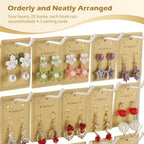 Earring Display Stand for Selling,Earring Display for Vendors, Wood Earring Rack Tower Display Holder Stand with Card (4 Tier,20 Hooks, White) - color: White