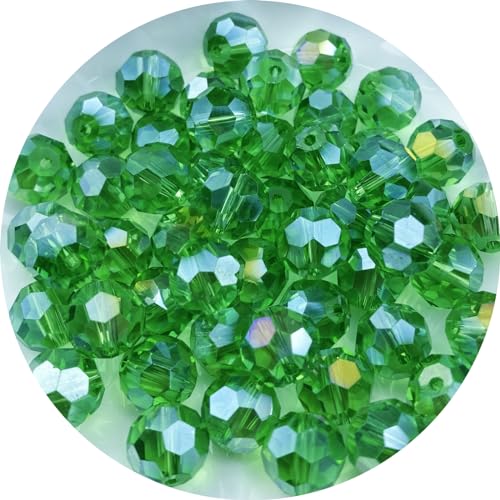 Crystal Glass Beads 400 Pieces 4mm Round Faceted Glass Spacer Beads for Jewelry Making Bracelet Earring Necklace DIY Craft Supplies(Green AB) - color: Green AB, size: 4mm
