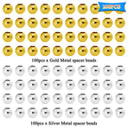 200 Pcs 8mm Round Metal Beads & Spacers - Smooth Loose Ball Beads for Stackable Bracelet & Necklace Jewelry DIY Crafts (Gold, Silver) - color: 8mm, Gold Silver