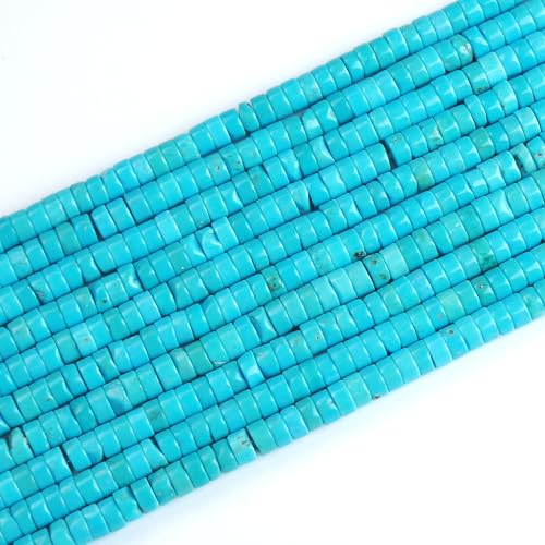 150pcs 2x4mm Natural Blue Turquoise Stone Tube Shape Beads Loose Flat Round Cylinder Flat Spacer Black Stone Beads for Bracelet Earrings Jewelry Making - color: Blue Turquoise, size: 2x4mm Tube shape