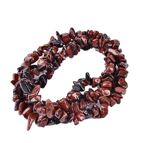 5-8mm 34 inches Natural Crystal Mahogany Obsidian Stone Beads for Jewelry Making Tumbled Drilled Irregular Gravel Gemstones Chips Stone Beads by Strand - color: Mahogany Obsidian