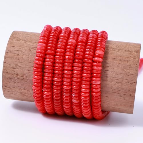 Natural Red Agate Disk Stone Spacer Beads 6x2mm 38cm/str Flat Rondelle Loose Semi Gemstone Caps for Making Bracelets Necklace - color: Red Agate