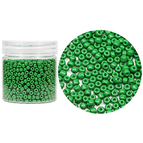 Bala&Fillic Green Color 4mm Glass Seed Beads About 1400pcs in Box 6/0 Glass Craft Seed Beads for Jewelry Making (Green -Size 4mm) - color: Green, size: 4mm