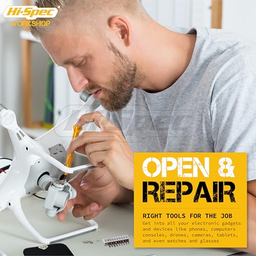 Hi-Spec 39pc Electronics Repair & Opening Tool Kit Set for Laptops, Phones, Devices, Computer & Gaming Accessories. Precision Small Screwdrivers with Pentalobe Bits for iPhones & MacBooks - size: 39pcs