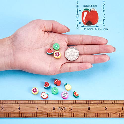 50PCS Handmade Polymer Clay Beads Mixed Fruit Shape Loose Beads Mixed Color Spacer Beads for DIY Jewelry Making Hole 1.5mm - color: 50pcs # Mixed Fruit Shape