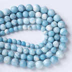 Larimar Beads 60pcs 6mm Natural Gemstone Round Loose Beads for Jewelry Making Energy Crystal Healing Power Gemstone DIY Bracelet Necklace (Blue Larimar Stone, 6mm) - color: Blue Larimar Stone, size: 6mm