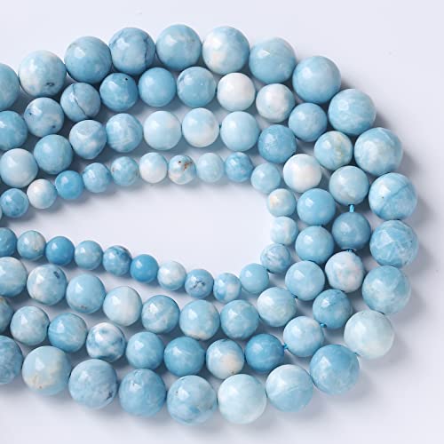 Larimar Beads 45pcs 8mm Natural Gemstone Round Loose Beads for Jewelry Making Energy Crystal Healing Power Gemstone DIY Bracelet Necklace (Blue Larimar Stone, 8mm) - color: Blue Larimar Stone, size: 8mm