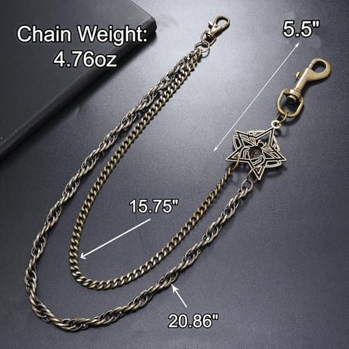 Layered Punk Pants Chain for Men Women, Gothic Hip Hop Jean Chain Wallet Chain Biker Trouser Chain, Goth Emo Fashion Keychain Accessories - color: 2L-Spider Chain