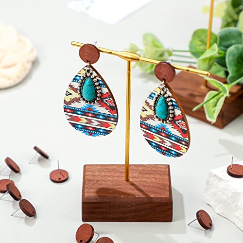 Bonuci 100 Pairs Wood Earring Findings Flat Earring Posts DIY Earring with Rubber Bullet Earring Backs Making Supplies Round Wooden Earring Pin Studs for Jewelry Earrings Making Women