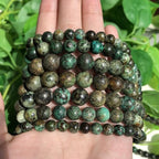 Stone Beads, 60pcs African Turquoise, 6mm Round Loose Beads for Jewelry Making, Bracelets, with Gift Bag, Elastic String & Size Card - color: African Turquoise, size: 6mm