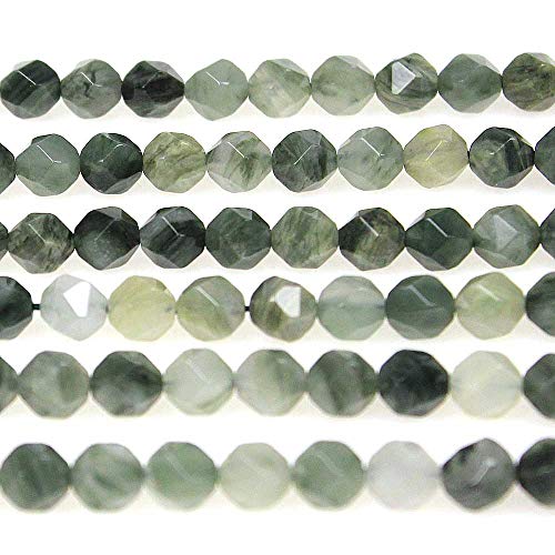 MJDCB Best Sellers Natural Stone Beads Faceted Polygon Grass Green Jade Crystal Energy Stone Healing Power for Jewelry Making(8mm) - color: Grass Green Jade