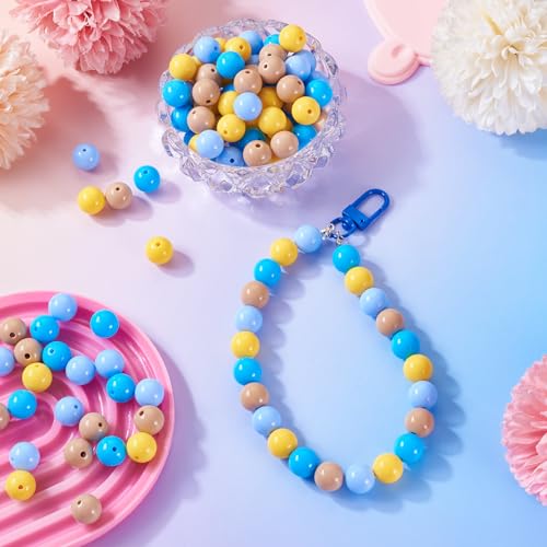 100 Pcs 11.5-12mm Bubblegum Beads Opaque Acrylic Chunky Loose Spacer Round Focal Beads for Jewelry Making Bracelet Necklace Keychain Craft Art Making,Hole:1.8mm,Deep Sky Blue - color: Deep Sky Blue