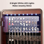 Hives and Honey Aria Standing Jewelry Armoire Mirror – LED Lit, Velvet Interior, Lockable, Ample Storage, Beveled Full-Length Mirror, Space-Saving Design, Walnut