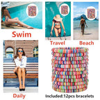 12pcs Friendship Bracelets Beaded Bracelets Heishi Bracelet Cute Bracelets Stack Vinyl Clay Disc Bead Surfer Stretch Summer Beach Bracelets For Women Preppy Bracelets - color: B-2 color 1