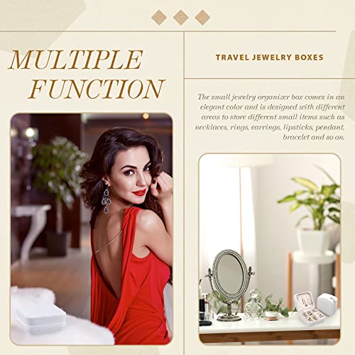 Yinkin 12 Pcs Mini Travel Jewelry Case Bridesmaid Proposal Gift Boxes, Small PU Leather Earring Organizer, Bulk Travel Accessories Portable Jewelry Holder(White) - color: White