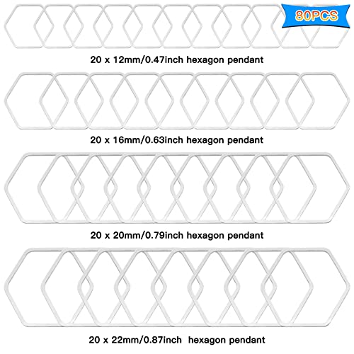 80 Pcs 4 Sizes Hexagon Open Bezel Blank Open Back Bezel Pendants Metal Frame Open Bezel Linking Ring for Dangling Earrings Necklace UV Resin Crafts DIY Jewelry Making (Silver) - color: Hexagon-silver