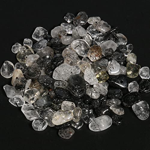 30in Black Rutilated Quartz Natural Chip Stone Beads 5-8mm About 230pcs, Irregular Drilled Transparent Black Bead for Bracelets Jewelry Making Supplies for Adults, DIY Crafts. - color: Black Rutilated Quartz
