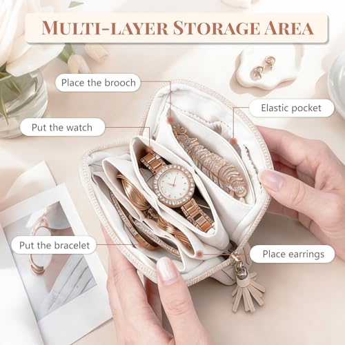 Small Jewelry Travel Case with Zipper,Jewelry Pouch Bags for Women,Velvet Jewelry Organizer Storage Bag for Bracelet Rings Earring Travel Essentials Gifts