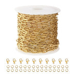 Kyutong 5M Gold PVD Plated Necklace Chain for Jewelry Making 304 Stainless Steel Paperclip Chain Roll with Lobster Clasps and Jump Rings for Men Women Making Jewelry Craft Support Jewelry Findings - color: 3mm Paperclip Gold