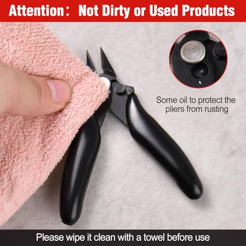 3.5-Inch Mini Cutter with Lock, 4 Pcs Precision Flush Cutters, Spring Loaded Micro Wire Cutter Diagonal Side Cutters Nipper, Soft Copper Wire Snip for Electronics, Model Sprue, Jewelry Making
