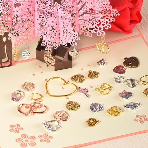 stino 100 Gram Metal Charms for Jewelry Making, Silver & Gold Plated, Bulk Pack for Bracelets, Necklaces, Crafts - color: Heart A Mixed Color