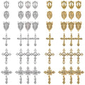 SUNNYCLUE 1 Box 48Pcs 12 Styles Rosary Cross and Centerpiece Rosary Crucifix Charms Tibetan Gold Silver Bronze Cross Amulet Chandelier Links Pendants for Jewelry Making DIY Necklace Bracelets Crafts - style: Rosary Charm 3