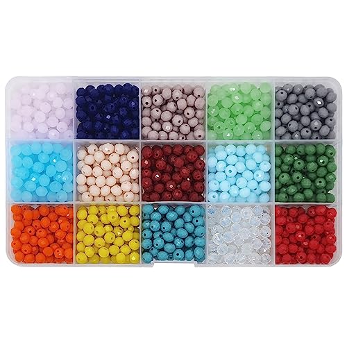 INSPIRELLE 1200pcs 6mm Multicolor Opaque Rondelle Glass Beads for Jewelry Making Faceted Briolette Shape Crytal Spacer Beads Assortments Supplies for Bracelet Necklace with Storage Box - color: Opaque Colors, size: 6mm