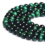 Natural Gemstone Loose Beads Smooth Round Approxi 15 inch DIY Bracelet Necklace for Jewelry Making (8mm, Green Tiger Eye) - color: Green Tiger Eye, size: 8mm