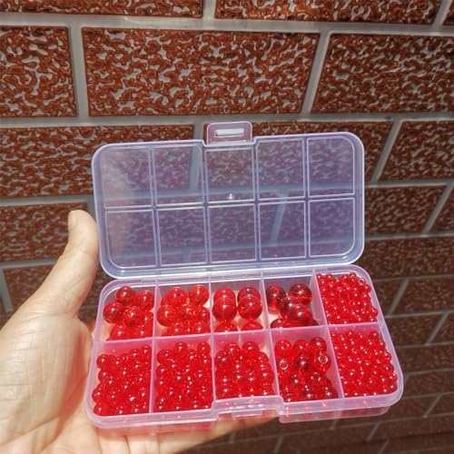 Gocelyn 476PCS Round Crystal Glass Beads for Jewelry Making(Red), Glass Spacer Loose Beads for Crafts Bracelets Necklaces Charms Pendants Friendship 4/6/8/10/12mm - color: Round Glass Beads: Red