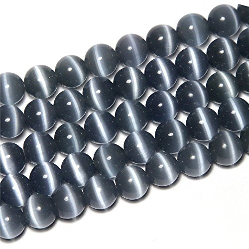 HAAMIIQII 45pcs 8mm Gray Cat Eye Beads Round Loose Gemstone Beads for Jewelry Making Strand 15 Inch - color: Gray, size: 8mm (45pcs)