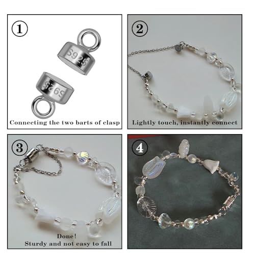 925 Sterling Silver Magnetic Necklace Clasps and Closures,Silver Necklace Extender,Bracelet Clasps,Chain Extenders for Necklaces,Necklace Magnetic Clasp,Necklace Clasp for Jewelry Making Supplies - color: Silver magnetic necklace clasp