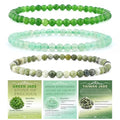 NCB 2.3-Piece 4mm Natural Crystal Gemstone Stretch Bracelets – Handmade Reiki Energy Healing Jewelry for Meditation,Yoga, Unisex - color: 3PCS ( Green Jade+Green Aventurine+Taiwan Jade ), size: 4mm