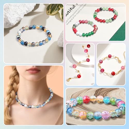 DUQGUHO 8mm Red Beads for Jewelry Making Red Glass Beads for Bracelets Crystal Glass Round Beads Bulk Bead Bracelet Kit 360PCS - color: 8-Red