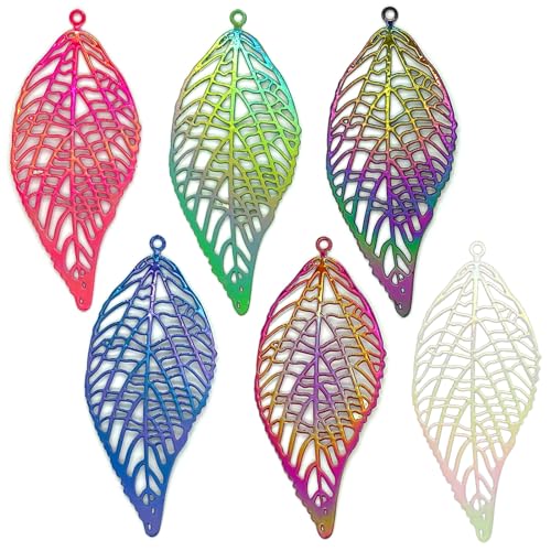 Dazzling Colorful Filigree Charms Hollow Out Multicolor Geometric Filigree Pendants for DIY Jewelry Making Earrings Necklaces Components - color: Leaf-1