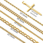 Stackable Gold/Silver Chain for Men, 6/7 Pcs Stainless Steel Cross Chain Mens Necklace Jewelry Set for Men, 5/6 Chains + 1 Cross Pendant