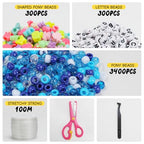 IOOLEEM Blue Solid & Glitter Bulk Pony Beads - 4000pc Kit for Friendship Bracelets & Jewelry Making, Easy Storage - color: Blue & Glitter