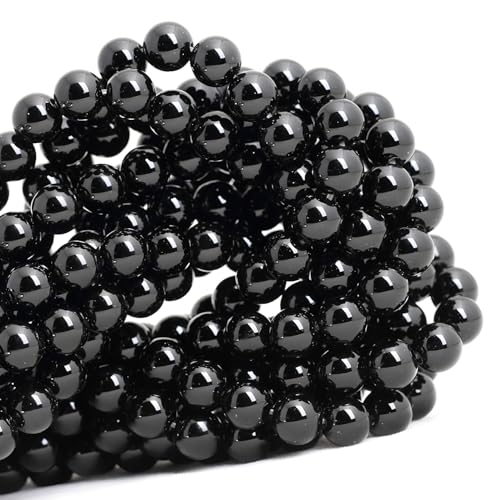 100pcs Natural Stone Beads 8mm Black Onyx Round Genuine Real Stone Beading Loose Gemstone Hole Size 1mm DIY Charm Smooth Beads for Bracelets Necklaces Earrings Jewelry Making Crafts - color: Black Onyx