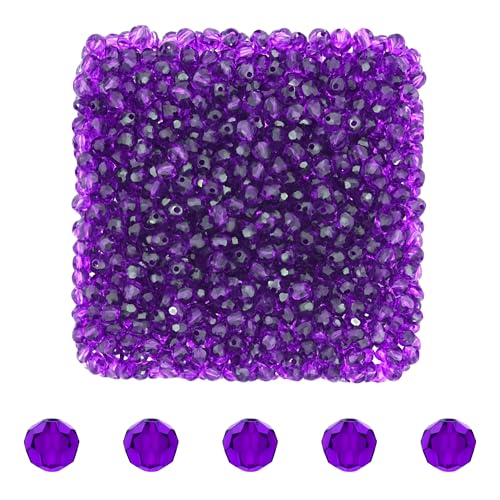 Mandala Crafts 3mm Amethyst Round Crystal Glass Beads, 1000 Faceted Beads for Adult Jewelry Design, Fashion Accessories, and Decorative Applications - color: Amethyst, size: 3mm Round