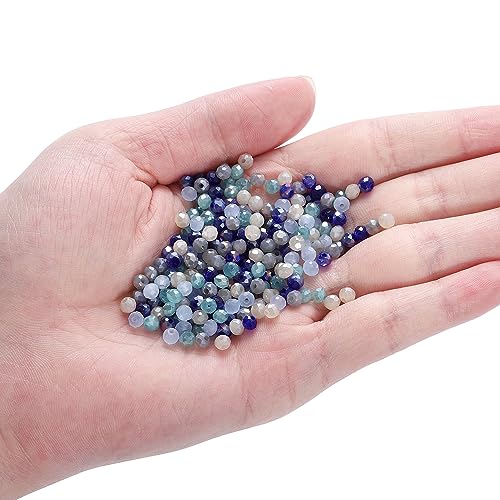 St.Kunkka Crystal Glass Beads for Jewelry Making, 1000pcs 4mm Mixed Color Faceted Rondelle Crystal Beads Austria Round Shape Loose Spacer Beads for DIY Women Bracelet Necklace (Blue Series) - color: Blue Series