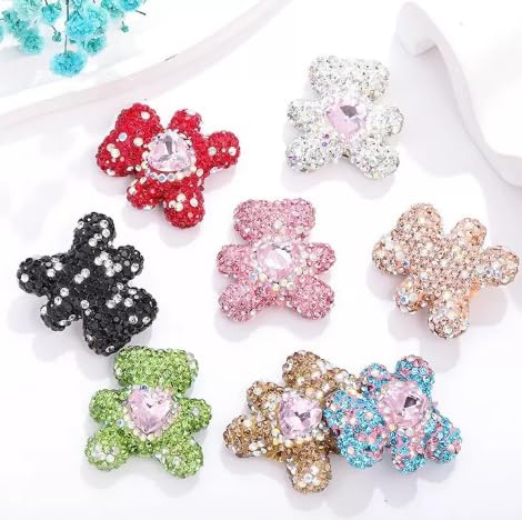 10pcs Rhinestone Focal Beads for Pens, Cute Colorful Bear Design Covered in Rhinestones, Fancy Beads for DIY Jewelry Making Keychains Crafts Holiday Decorations (Fully Rhinestoned Bear-Focal Beads) - color: Fully Rhinestoned Bear-Focal Beads