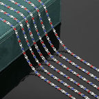 YOUBEIYEE 2 Meters Silver Plated Chain for Jewelry Making USA Flag Enamel Chain Roll Brass Chains Bulk with Jump Rings and Lobster Clasps - color: USA Flag Color