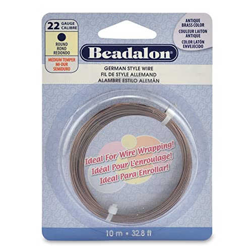Beadalon German Style Wrapping Wire, Round, Antique Brass Color, 22 Gauge, 10 m / 32.8 ft - color: Antique Brass, size: 22 gauge / 2.8 ft