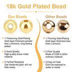 PH PandaHall 150pcs 6mm 18K Gold Plated Beads Long-Lasting Round Smooth Spacer Beads Seamless Brass Loose Ball Bead for Summer Hawaii Stackable Necklace Bracelet Earring Making - size: 6mm