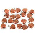 LE SKY 20 Pcs natural stone pendants heart shape healing stone charms for jewelry making - color: gold sand