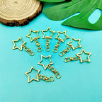 60Pcs Star Shaped Gold Spring Snap Keychain Clip,Metal Swivel Clasp Snap Hook Key Ring with Chain Hanging Buckle with Open Jump Ring Connector for Crafts Key Ring Making,DIY Keychain Supplies - color: gold