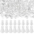 Beebeecraft 1 Box 80Pcs Teardrop Charms Dangle End Beads Extender Chain Drop Water Charms for Jewelry Making Findings - color: Silver, size: 6x3mm/8x4mm