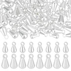 Beebeecraft 1 Box 80Pcs Teardrop Charms Dangle End Beads Extender Chain Drop Water Charms for Jewelry Making Findings - color: Silver, size: 6x3mm/8x4mm